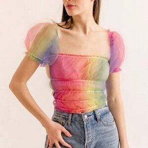 🌈 Lirika Matoshi Rainbow Top with Puff Sleeves, Dreams Come True